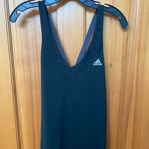 Black adidas running tank top with open back